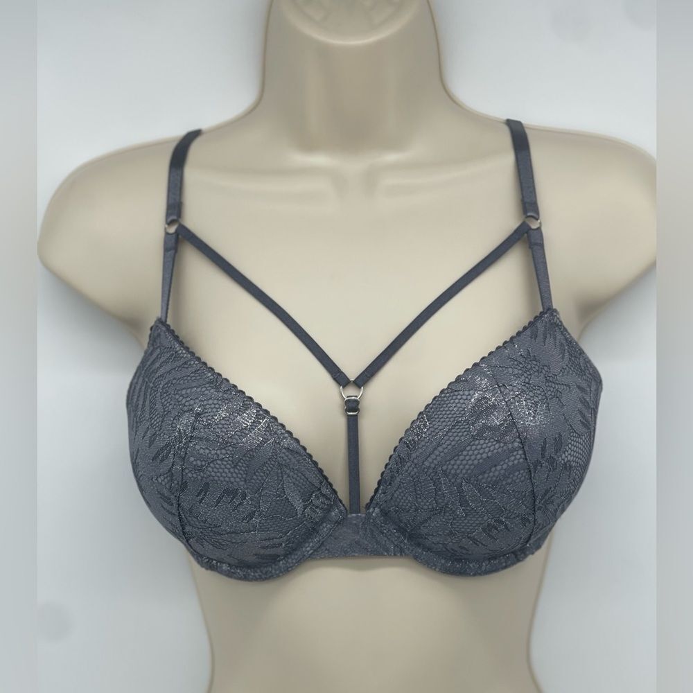 Silver Victorias Secret Push Up Bra